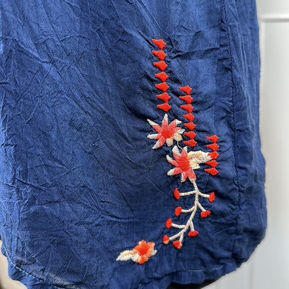 Johnny Was Embroidered Olivia Blouse Tunic Top 3/4 Sleeve Blue Floral Boho XS - Picture 7 of 14